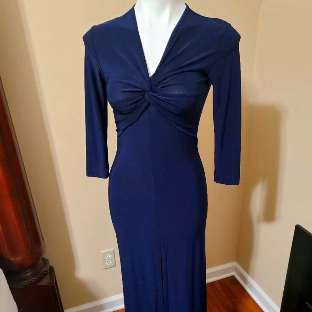TAll Navy quarter length sleeve maxi dress